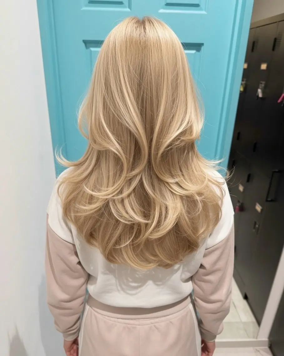 ロング カラー ヘアアレンジ ブリーチ ブロンド ケアブリーチ デザインカラー ハイトーンカラー カット ヘアカラー ハイトーン特化🤍 浦住のヘアスタイル