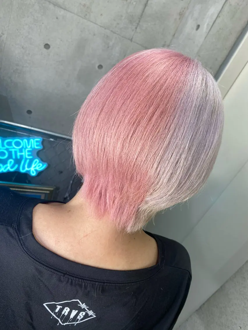 ショート カラー ピンクカラー シルバー ホワイトシルバー 國分 伸也のヘアスタイル