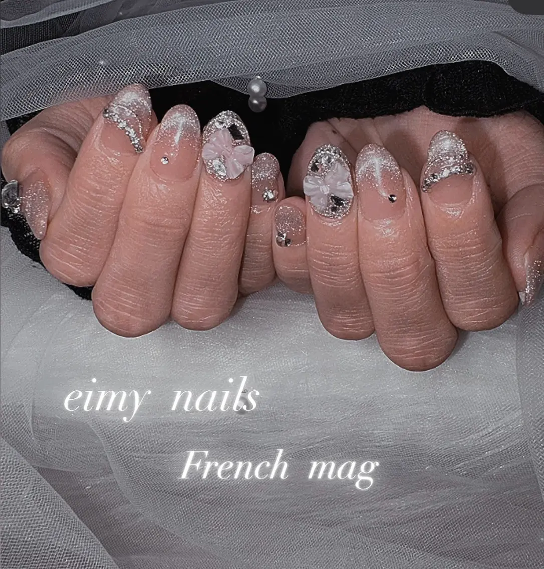ネイル フレンチネイル グラデーション 韓国ネイル マグネットネイル 持ち込み ハンドネイル eimy nails♡のネイルデザイン