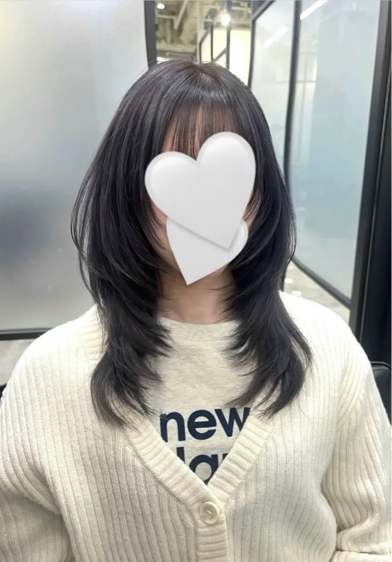 ミディアム カラー カット ヘアカラー トリートメント マンツーマン／韓国 ヘア‎Amiのヘアスタイル