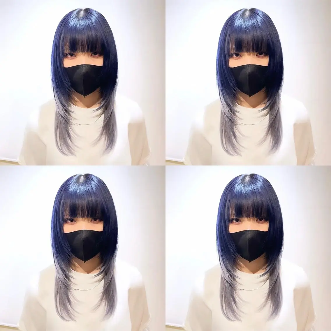 セミロング カラー 黒髪 ブルーカラー ブルーブラック シルバー 🌟トップデザイナー 高橋🌟のヘアスタイル