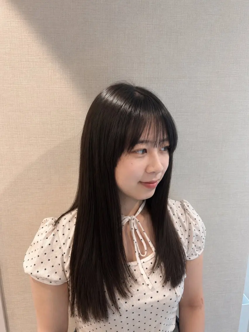 ロング 韓国風ヘア シースルーバング MODE K's 梅田　SAKURAのヘアスタイル