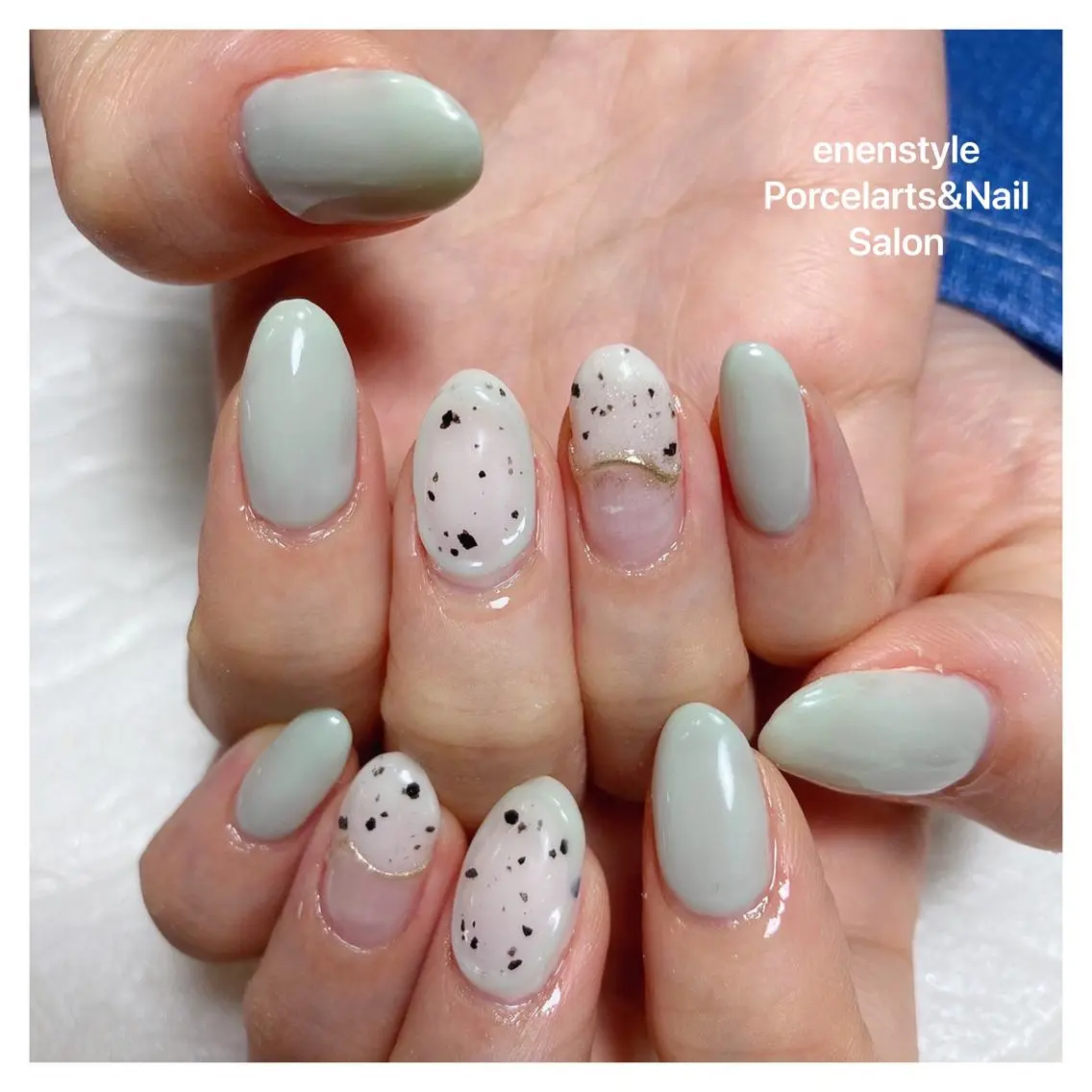 ミディアム ネイル ハンドネイル 🐾enen style 🐾のネイルデザイン