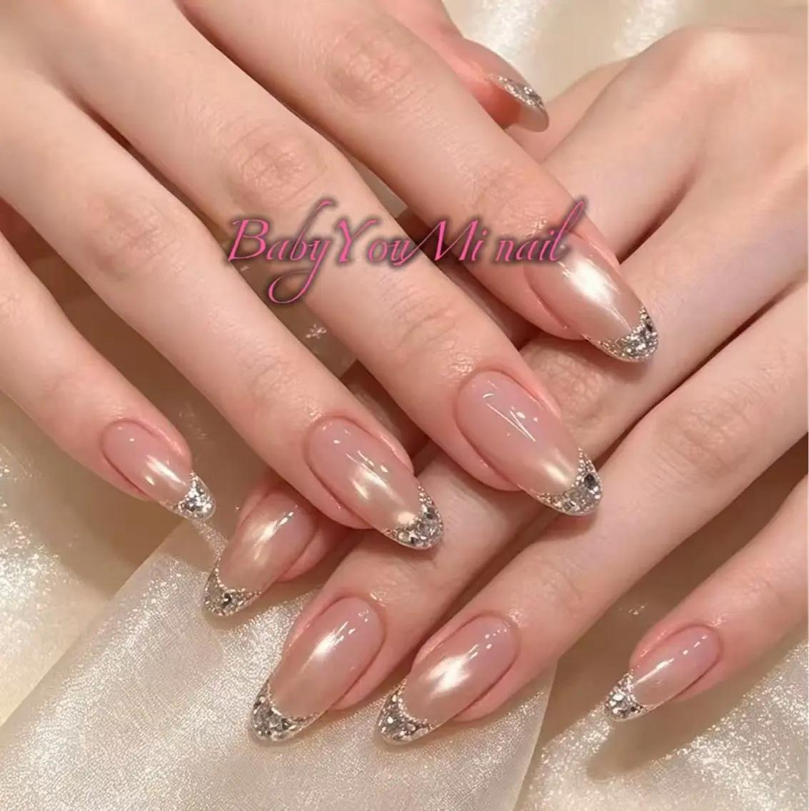 ネイル オーロラネイル チークネイル 成人式 フットネイル フレンチネイル ハンドネイル BabyYouMi nailのネイルデザイン