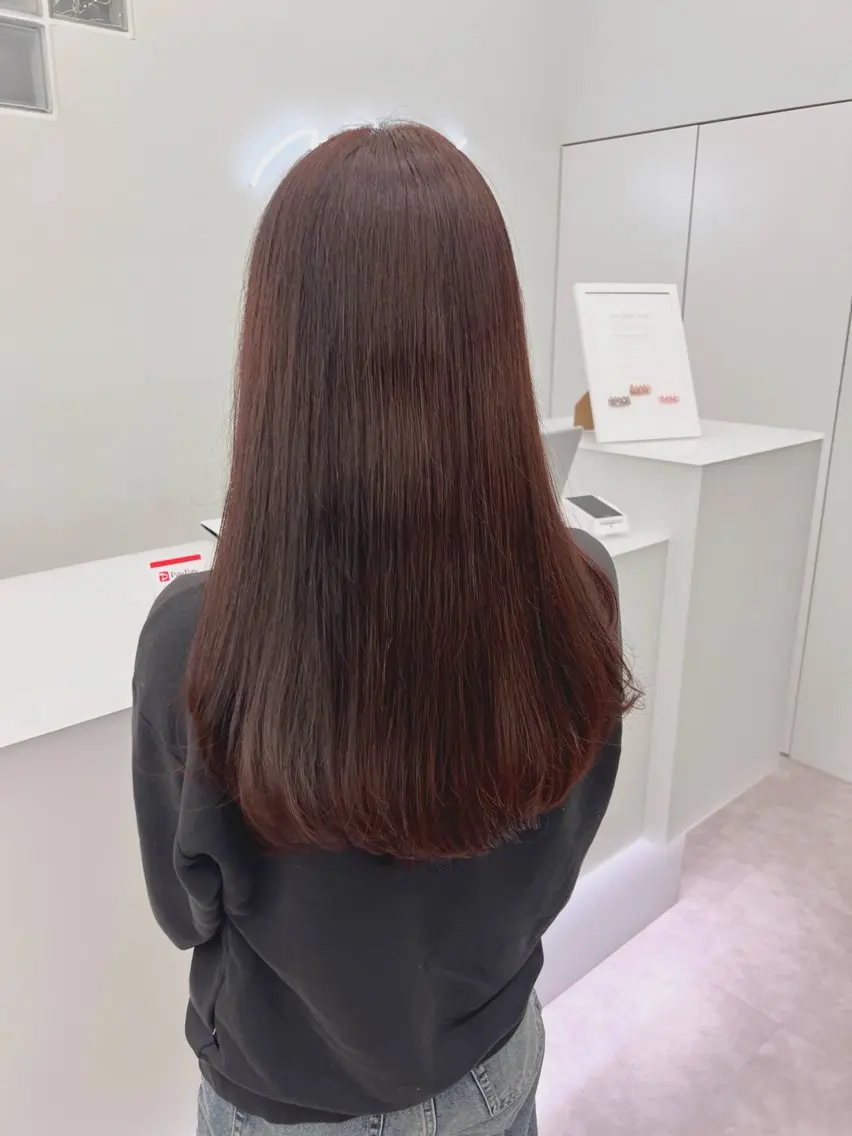 ロング ピンクブラウン カット ヘアカラー トリートメント 名駅🦢大人艶カラー 🪽カミヤアカネのヘアスタイル