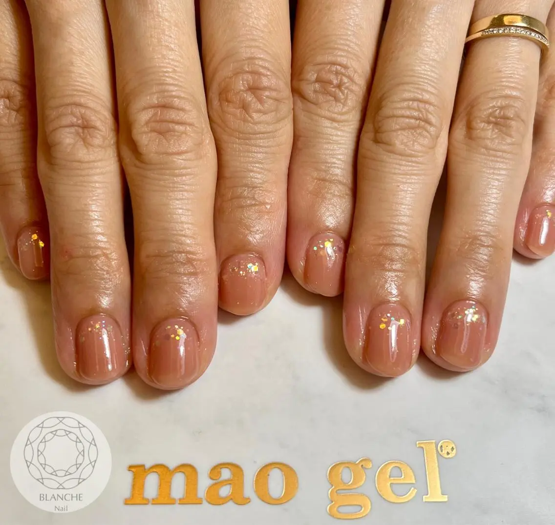 ネイル ジェルネイル オフィスネイル オレンジ パラジェル シンプルネイル BLANCHE Nailのネイルデザイン