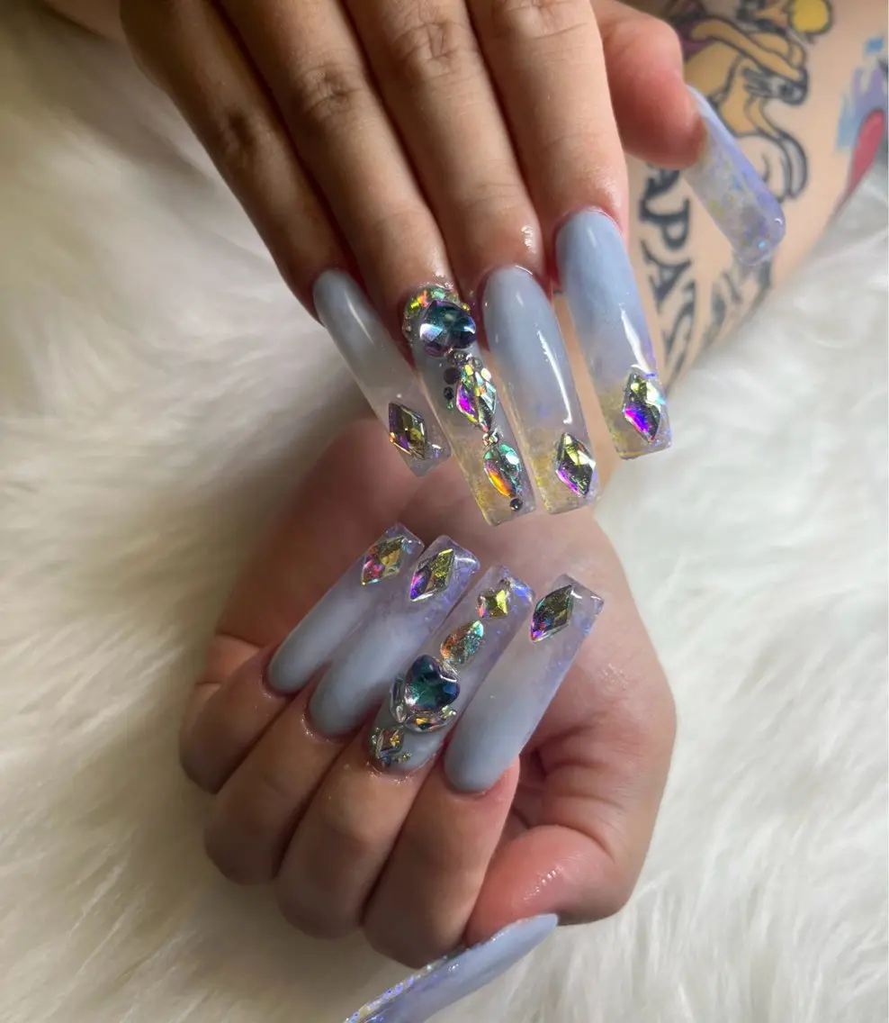 ネイル オーロラネイル ブルー ラメ(グリッター) bianca南風原店 imanishiのネイルデザイン