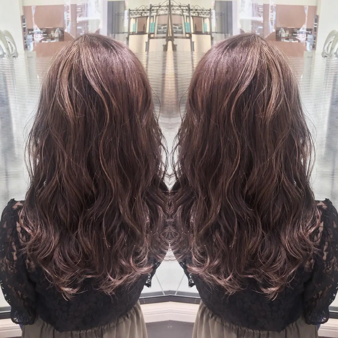 ロング カラー グレージュ ハイライトカラー ハイライト カット ヘアカラー ブリーチ/バレイヤ ージュ川端裕司のヘアスタイル