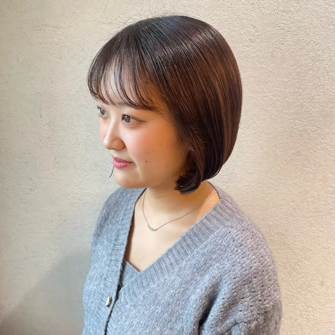 ショート ボブ カット 銀座：似合わせカラー オリーブ🫒アレンジのヘアスタイル