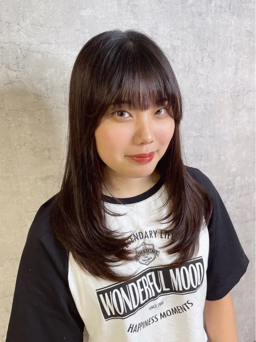 ミディアム 顔まわりレイヤー 顔周りカット 姫カット 髪質改善 韓国風ヘア カット トリートメント トレンド韓国レイヤー 🇰🇷のんのヘアスタイル