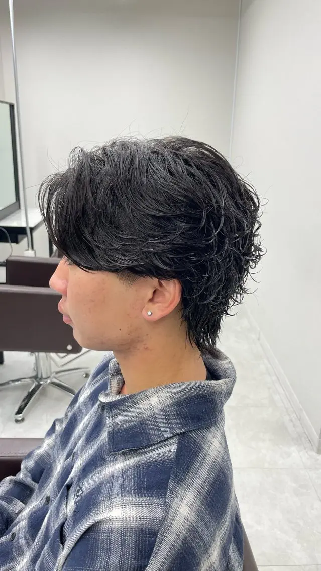 ミディアム パーマ メンズ カット パーマ メンズ特化AMITY SHINGOのヘアスタイル