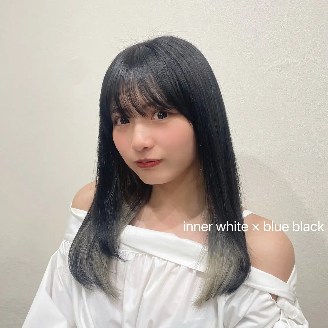 セミロング カラー ヘアアレンジ 黒髪 ブルーカラー ブルーブラック ヘアカラー 韓国ヘア/韓国風 パーマ/kazueのヘアスタイル