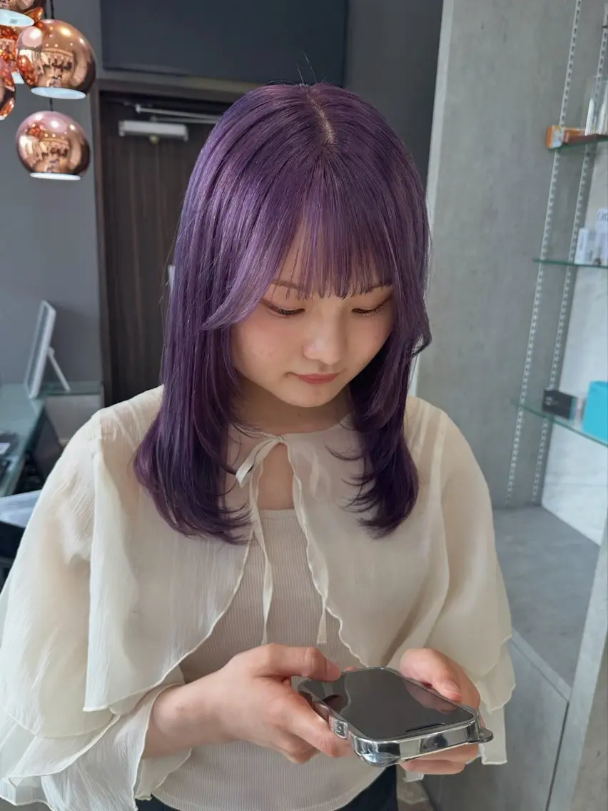 ミディアム カラー ブリーチ ブラウンカラー ケアブリーチ 透明感カラー ダブルカラー ヘアカラー 天神暖色カラー レイヤー・髪質改善のヘアスタイル