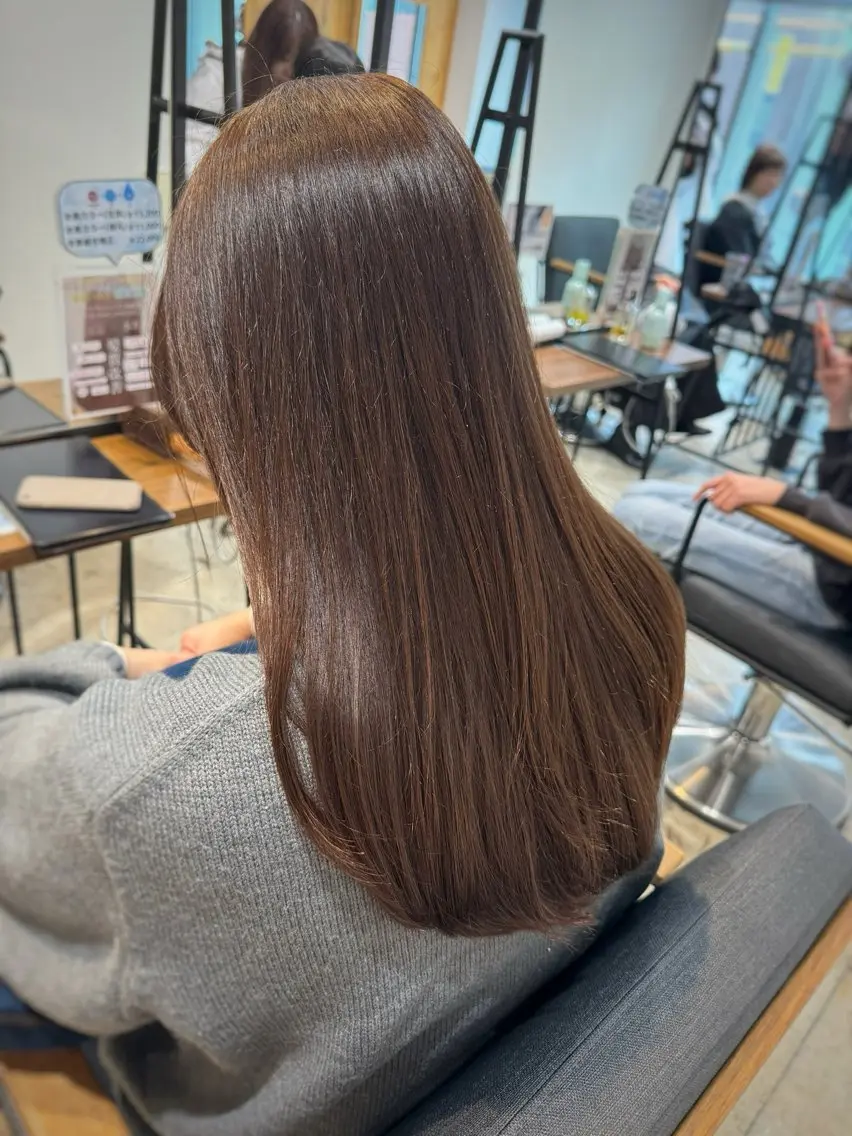 ロング カラー ブラウンカラー チョコレートブラウン 髪質改善 カット ヘアカラー レイヤー/大人ボブ| ワタナベ リョウカのヘアスタイル