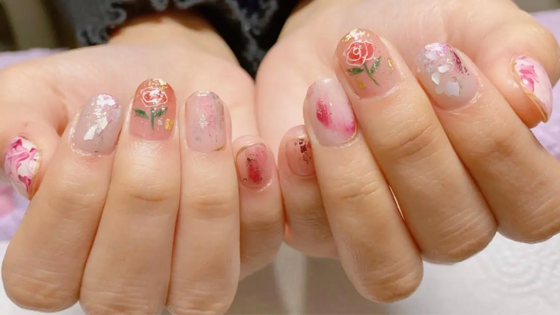 ネイル フラワーネイル 大理石ネイル(マーブル) ニュアンスネイル ハンドネイル ハンドケア u sのネイルデザイン