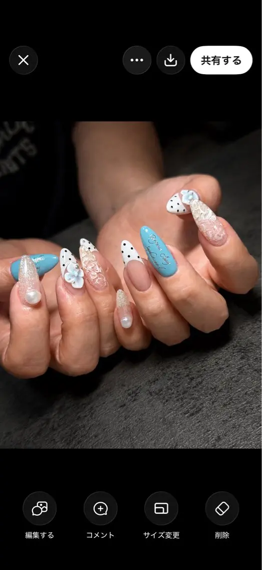 ネイル ドット フラワーネイル フレンチネイル 大理石ネイル(マーブル) ハンドネイル Nail Rinonのネイルデザイン