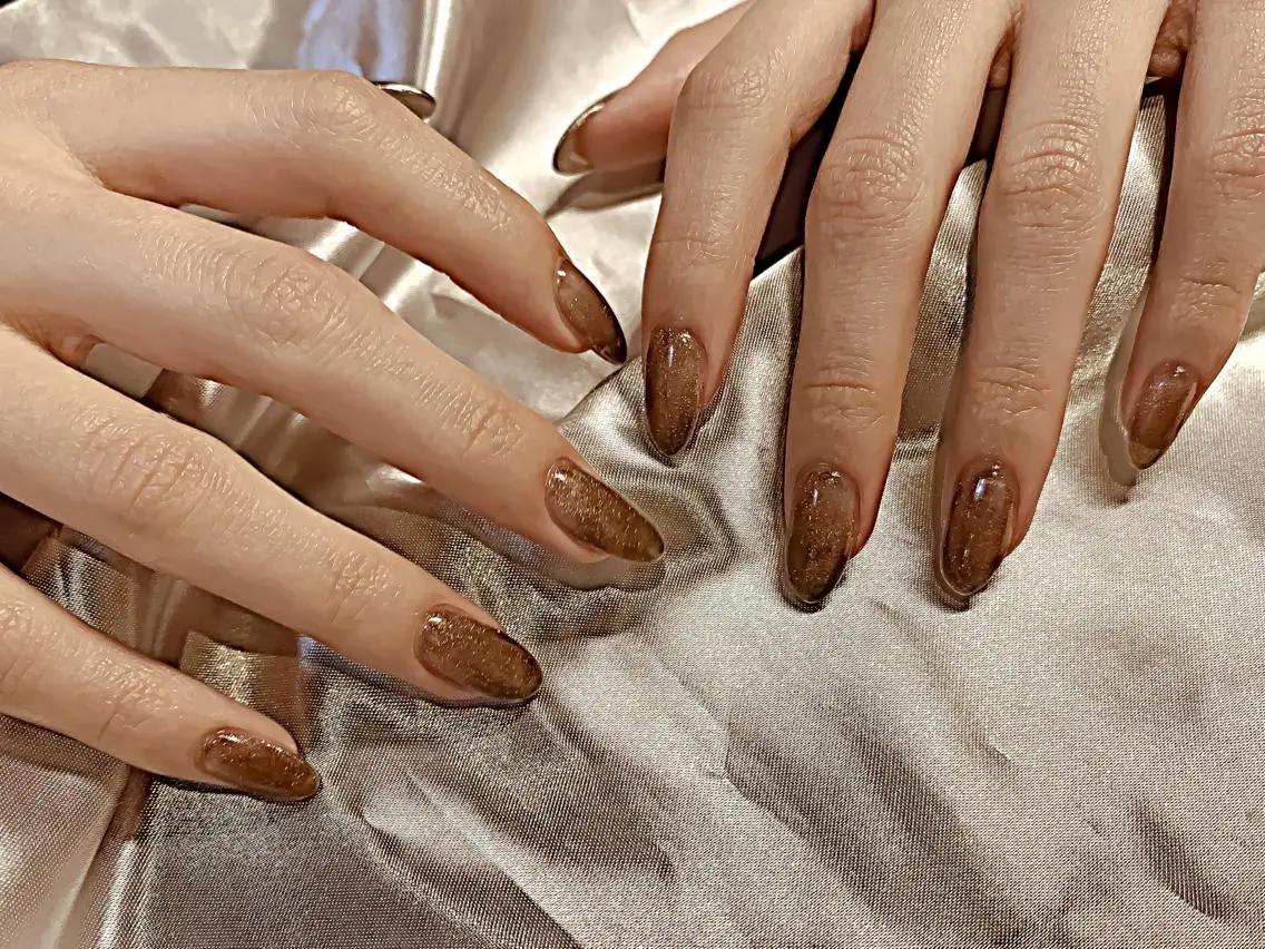 ネイル ブラウン マグネットネイル mew mew NAIL & EYEのマツエク・マツパデザイン
