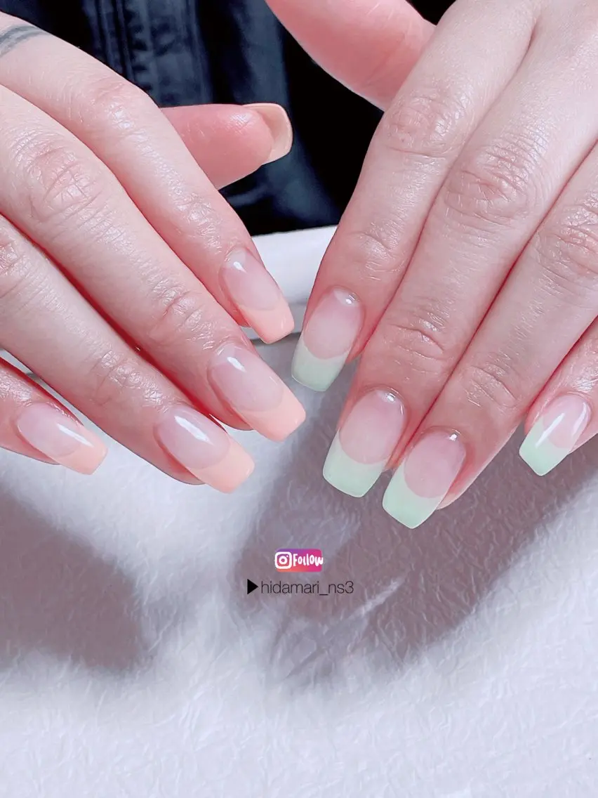 ネイル フレンチネイル オレンジ ハンドネイル NailSalon ひだまりのネイルデザイン