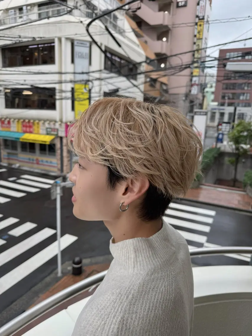 メンズ カット メンズ特化シャドウパ ーマラウンドマッシュのヘアスタイル