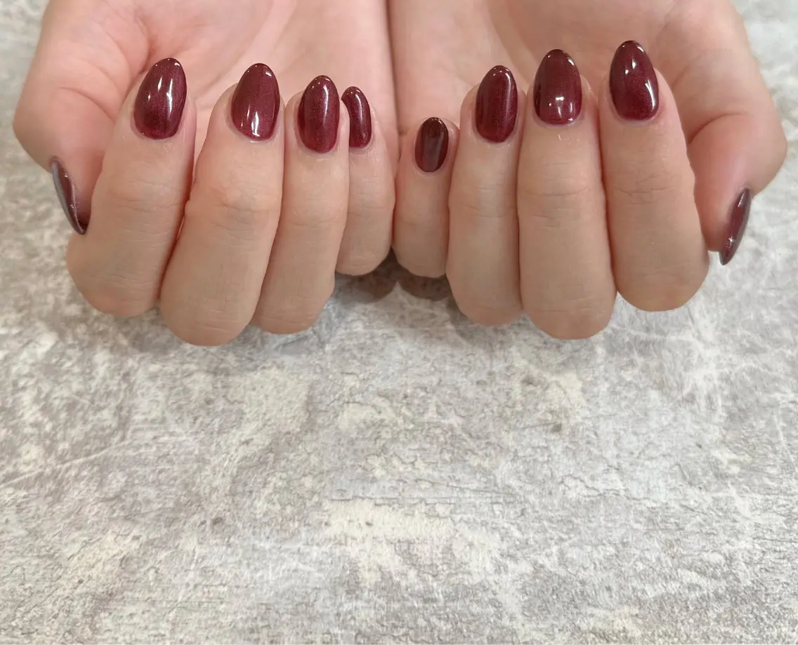 ネイル ボルドー ジェルネイル ワンカラーネイル パラジェル 赤色 Luana nail (ルアナネイル)のネイルデザイン