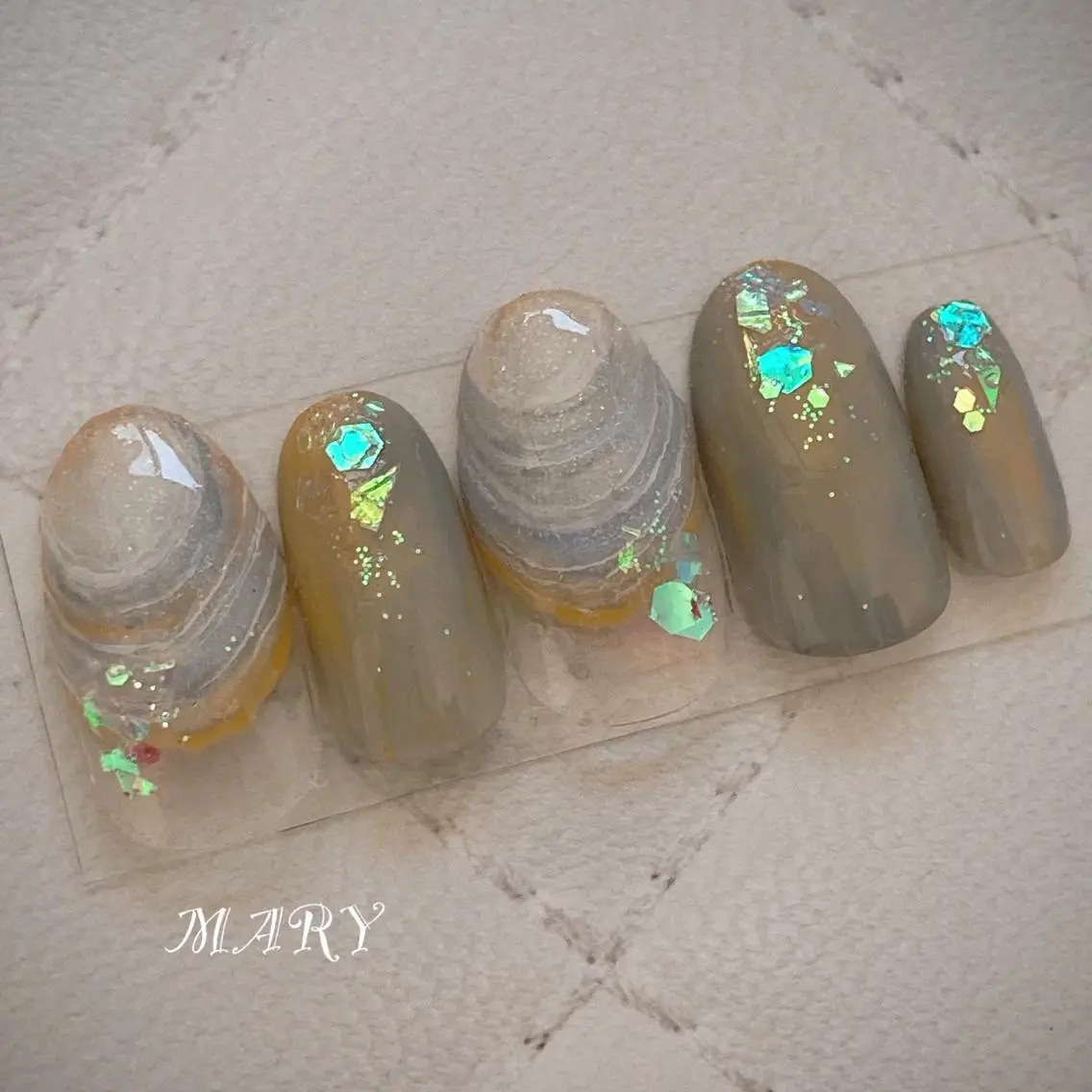 ネイル アートネイル 大理石ネイル(マーブル) ニュアンスネイル ワンカラーネイル ハンドネイル Mary nail .narumiのネイルデザイン