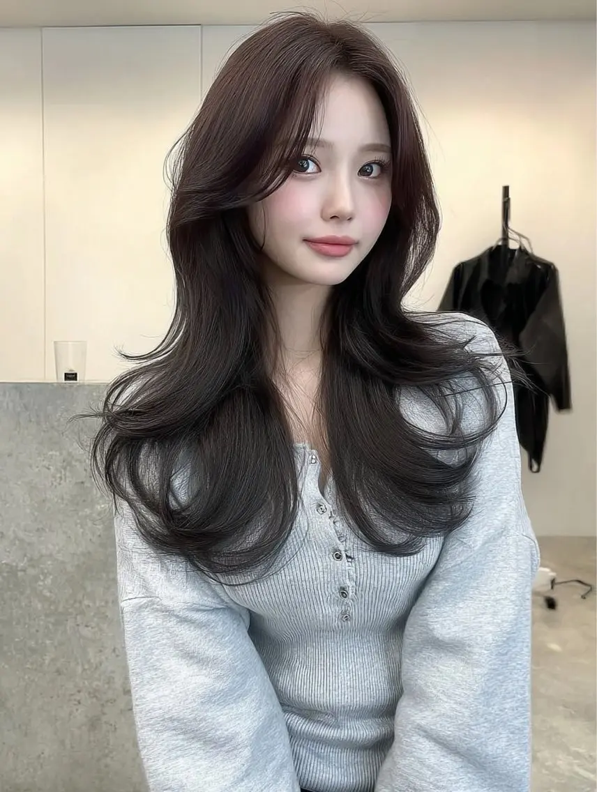 ロング カラー カット ヘアカラー トリートメント ✂️垢抜け/トレンド レイヤー/韓国/IRのヘアスタイル