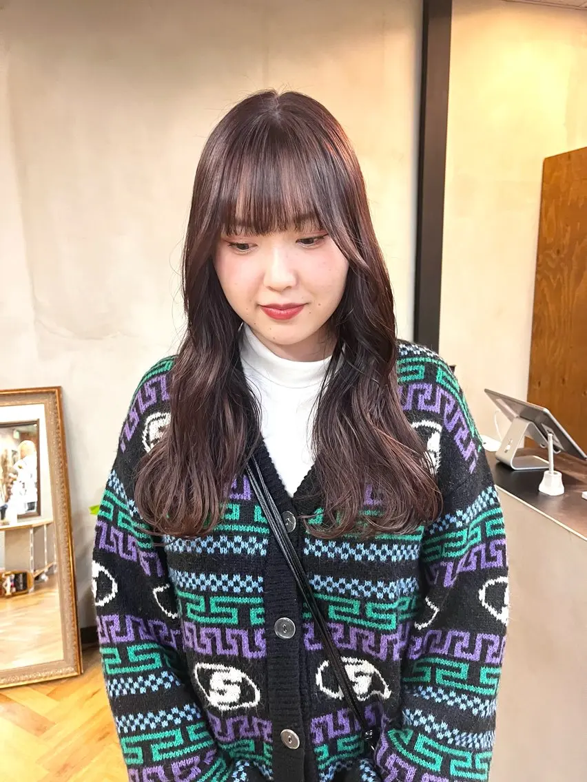 ロング カラー ヘアアレンジ ブリーチ ブリーチなしカラー ena/ブリーチなし 透明感・レイヤー🎀のヘアスタイル