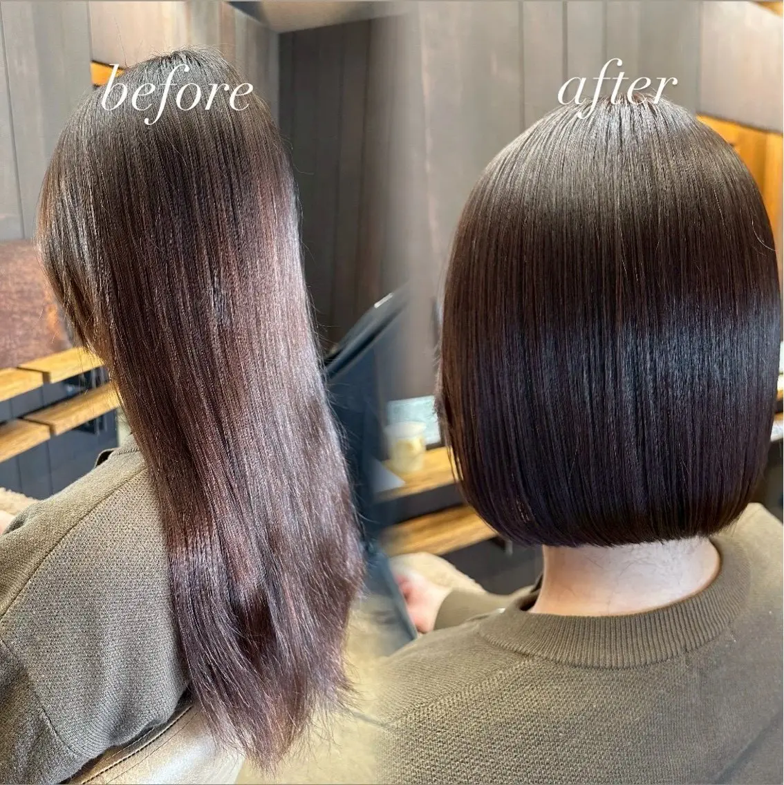 ミディアム カット 縮毛矯正 トリートメント Lond roseのヘアスタイル