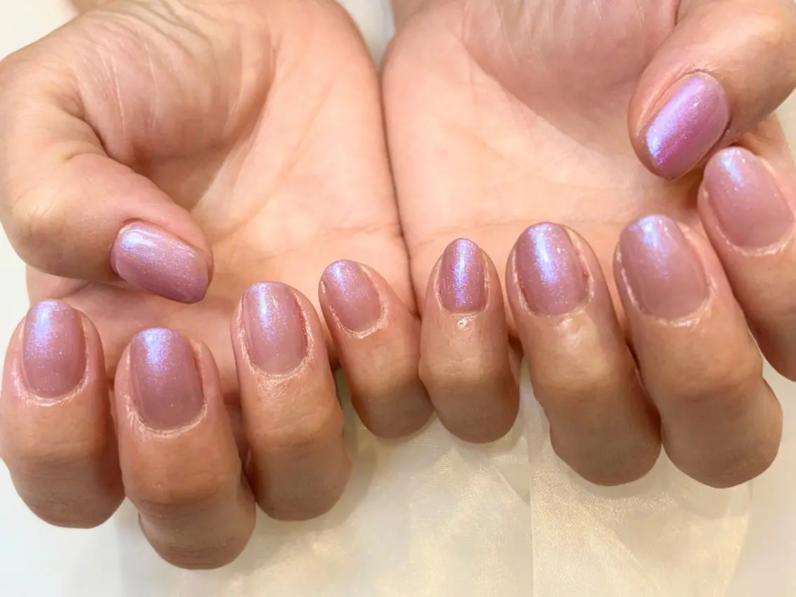 ネイル ワンカラーネイル ピンク パープル Ouna NAIL haruのネイルデザイン