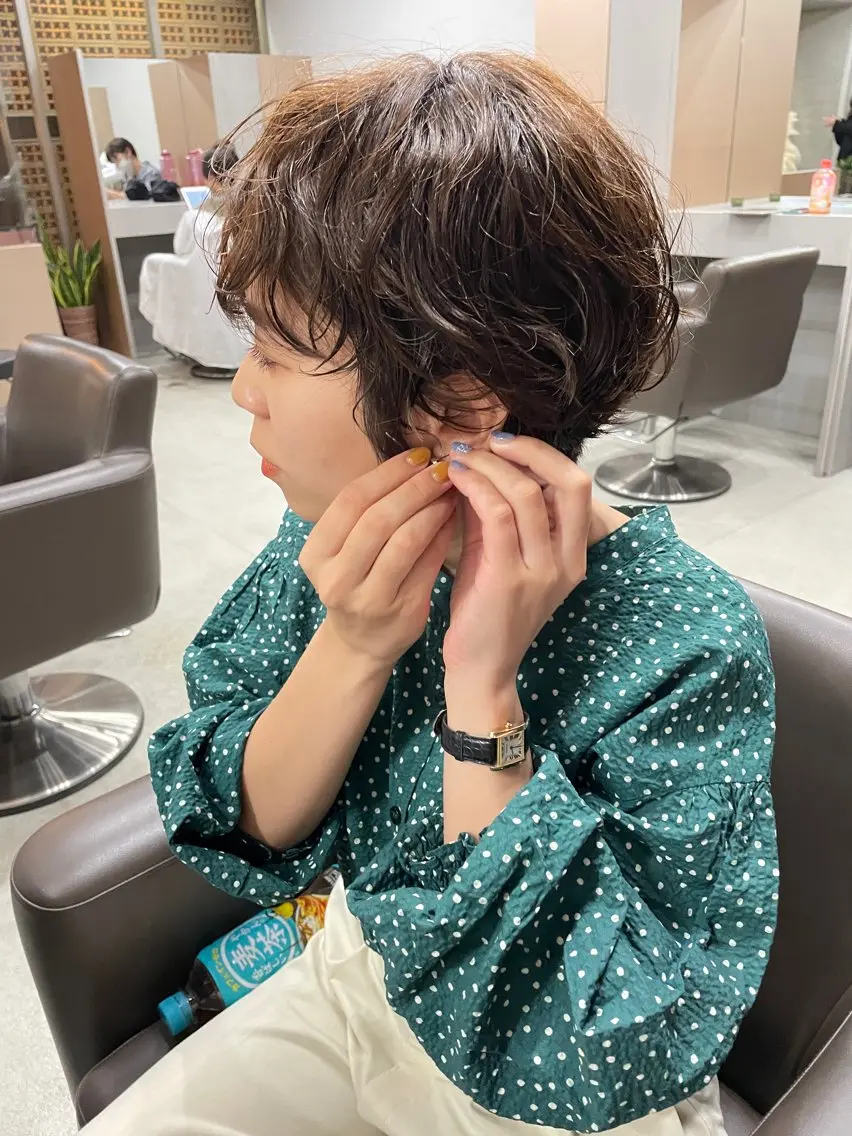 ショート カラー パーマ カット ヘアカラー トリートメント 表参道🌿赤み消し カラー/チナツのヘアスタイル