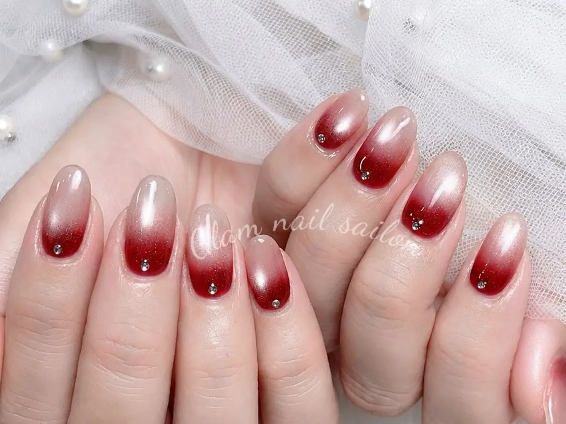 ネイル ハンドネイル エツメ💅 長さ出し🎀デザインのネイルデザイン