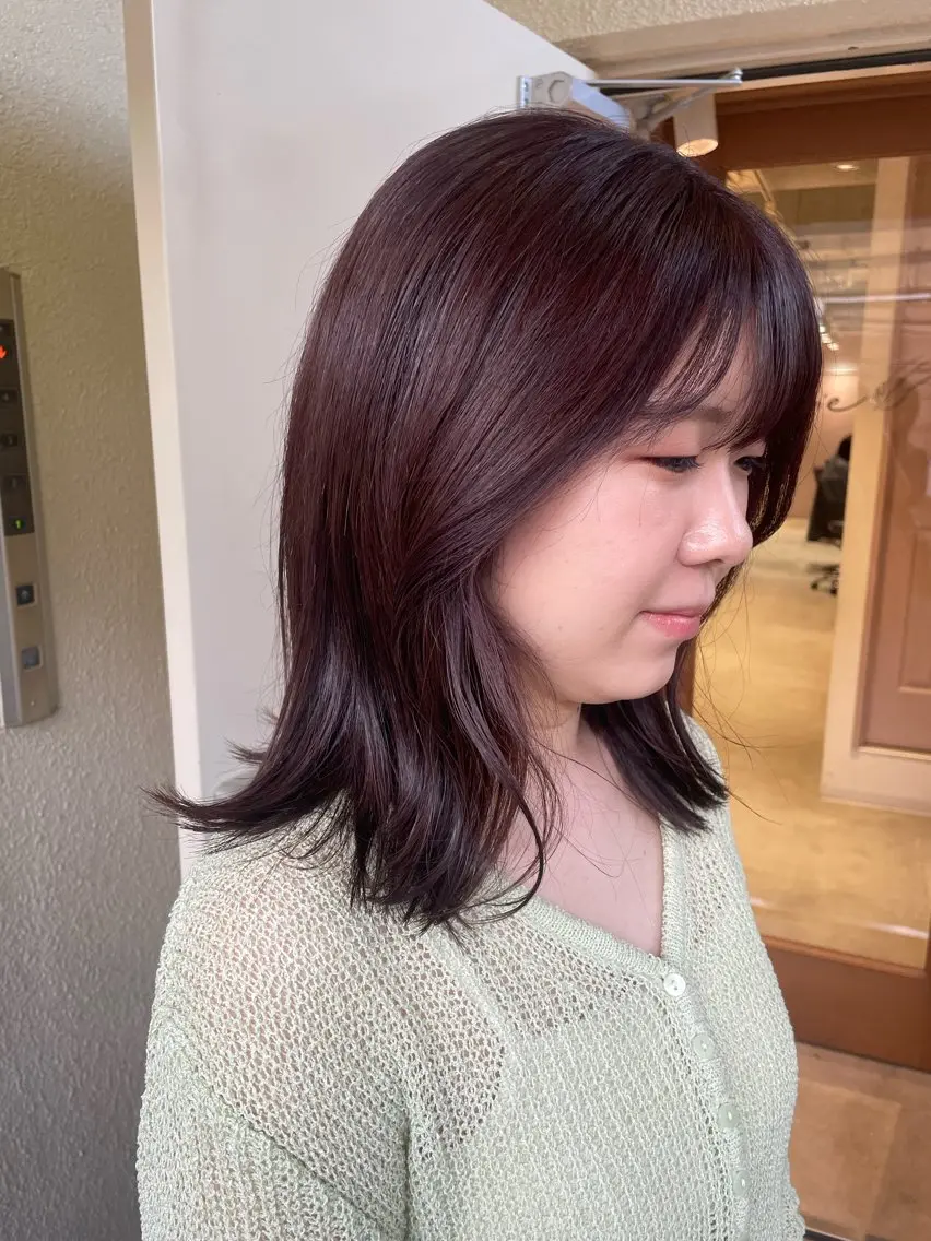 ミディアム カラー ヘアカラー トリートメント mei|顔まわり ×透明感カラーのヘアスタイル