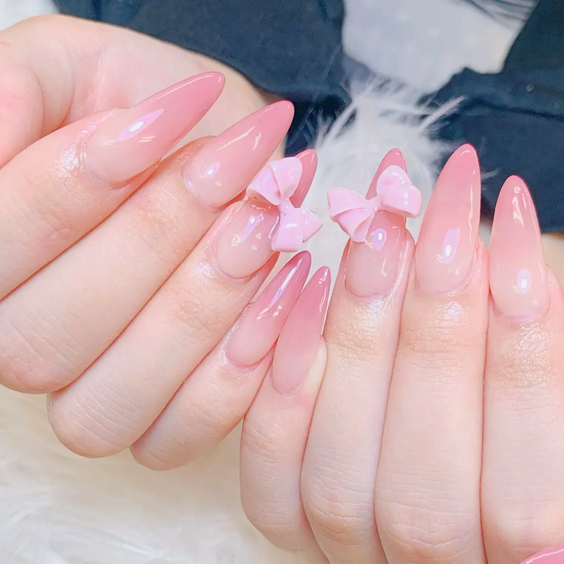 ネイル チークネイル 長さ出し フラッシュネイル フレンチネイル グラデーション ハンドネイル AN NAIL SALONのネイルデザイン