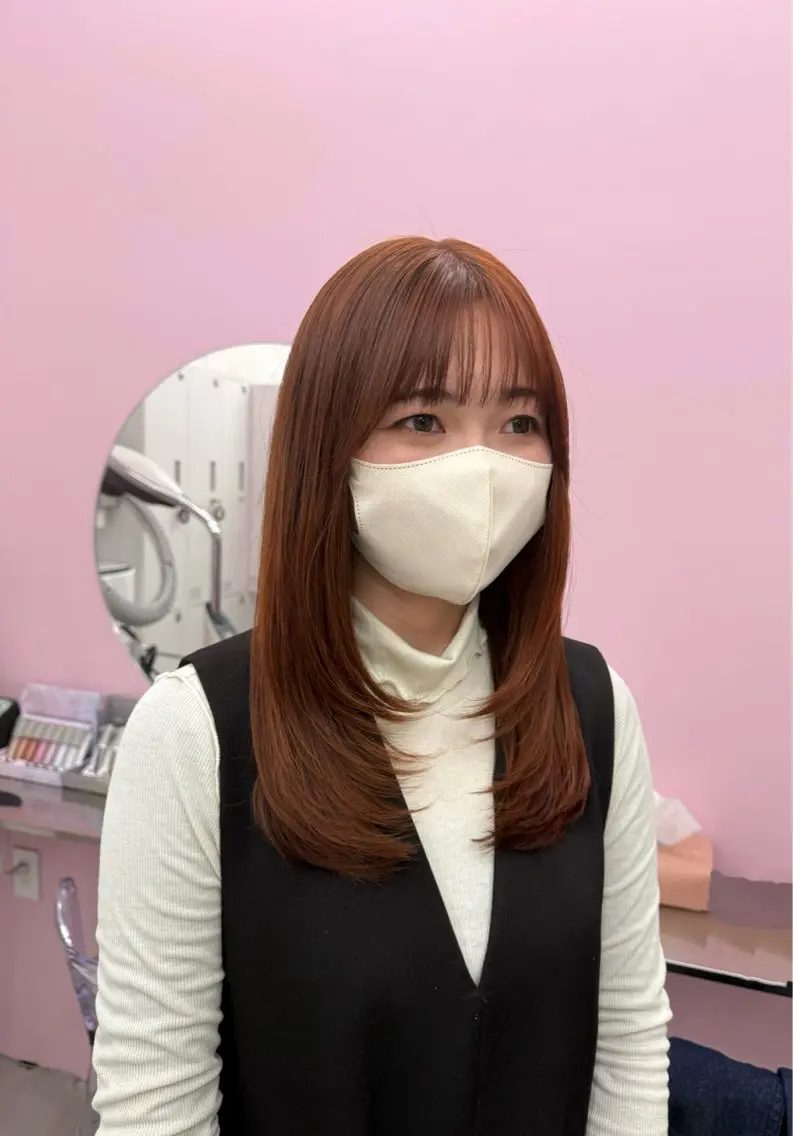 セミロング レイヤーカット カット ヘアカラー トリートメント 髪質改善×ブリーチ なしカラー/桃愛のヘアスタイル