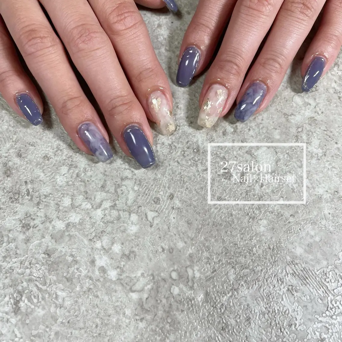 ネイル クリアネイル ネイビー 27salon yuinaのネイルデザイン