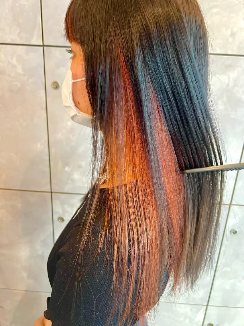 セミロング カラー ヘアアレンジ ヘアカラー トリートメント ヘッドスパ ヘアセット 🌈インナーカラー ‘ショウマ’🌈のヘアスタイル