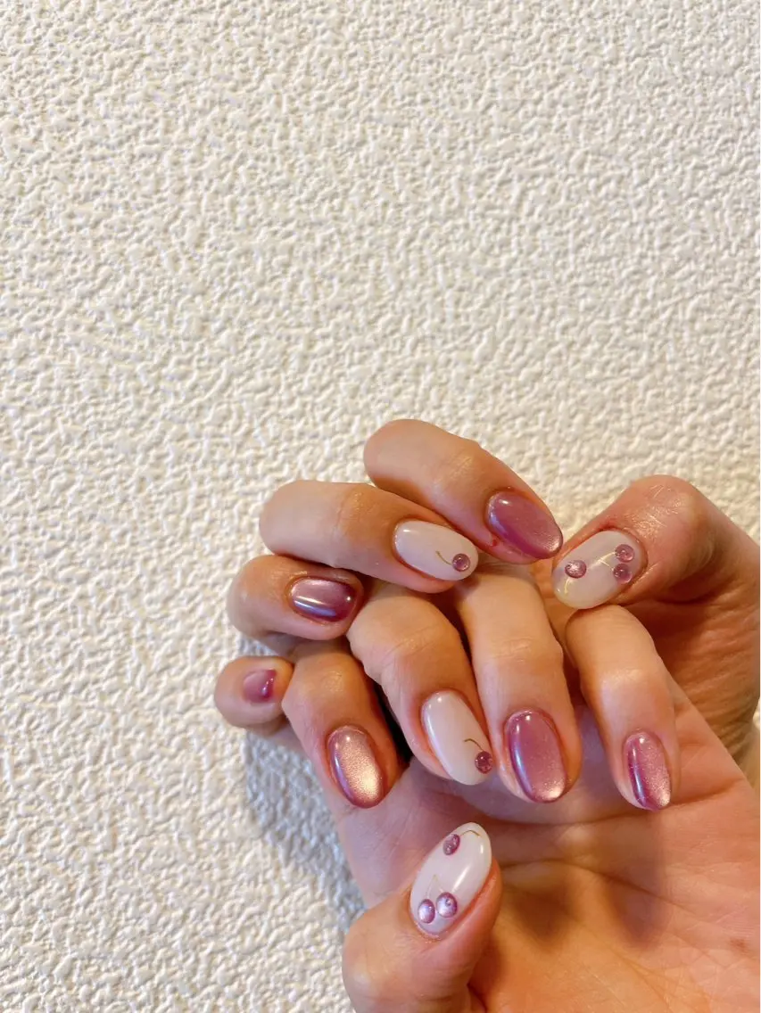 ネイル ジェルネイル マグネットネイル メンズネイル パラジェル 春ネイル kiki nail たまプラーザのネイルデザイン