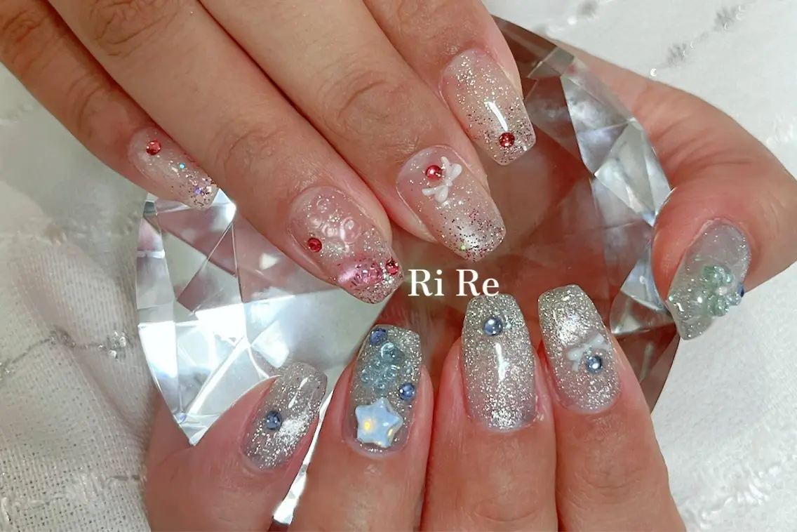 ネイル 水色 ピンク Nailsalon RiRe♡Reikaのネイルデザイン