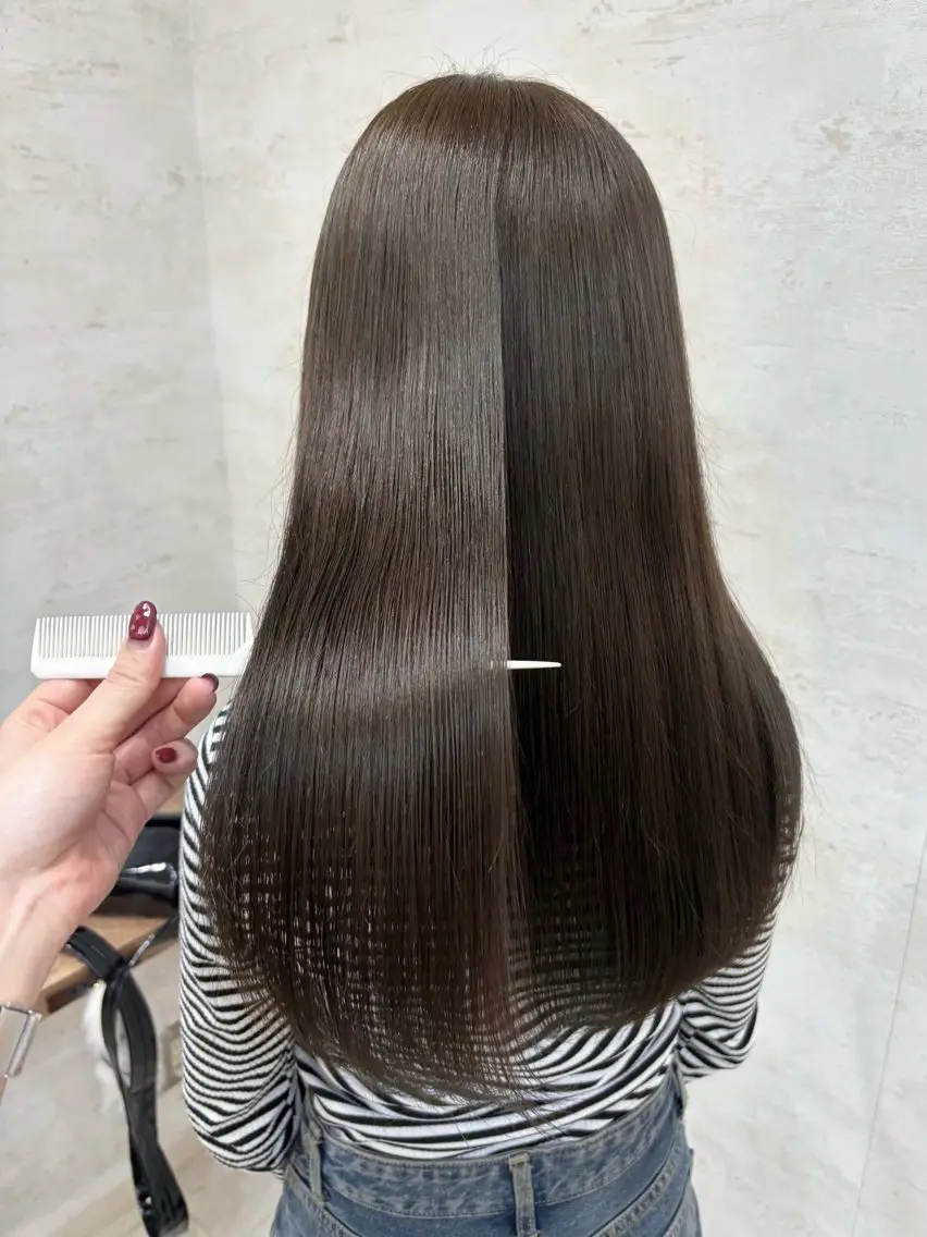 ロング カラー カット 縮毛矯正 杉田 涼のヘアスタイル