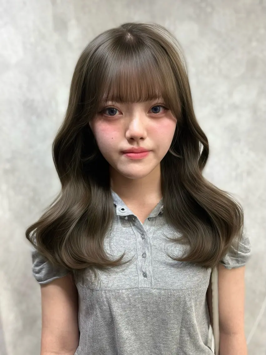 セミロング カラー カット ヘアカラー トリートメント ヘアセット クルミ🤍推し活 🎀ピンクカラーのヘアスタイル