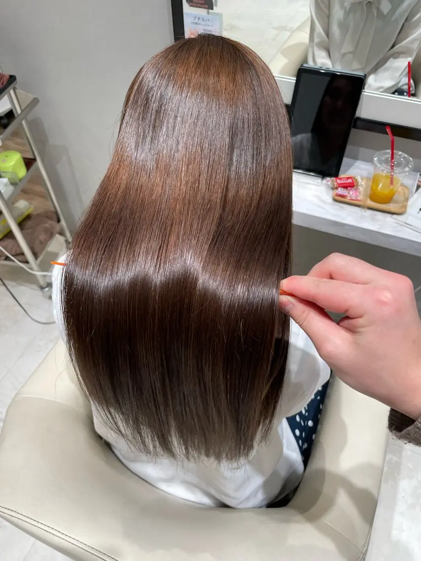 ロング パーマ カット 縮毛矯正 トリートメント k-twoたき✨艶感 カラー／美髪矯正のヘアスタイル