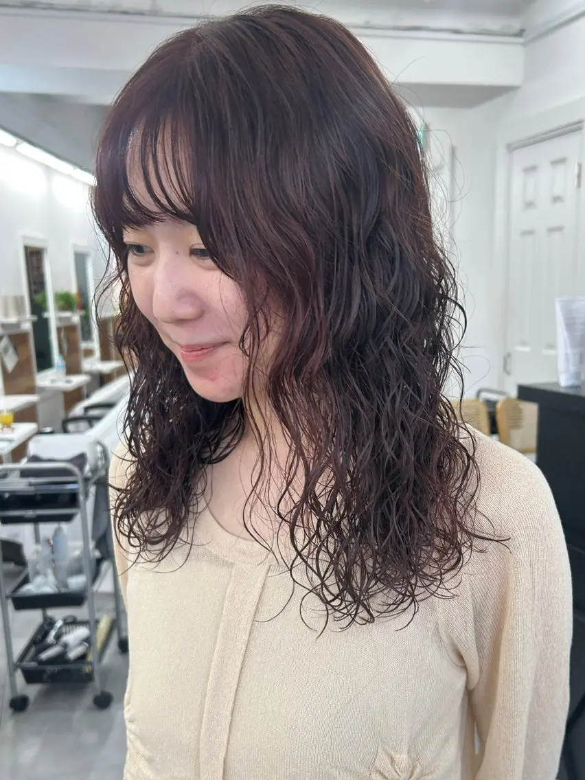 ロング パーマ カット パーマ トリートメント レイヤーボブ/ 艶カラー/サナ🌼のヘアスタイル