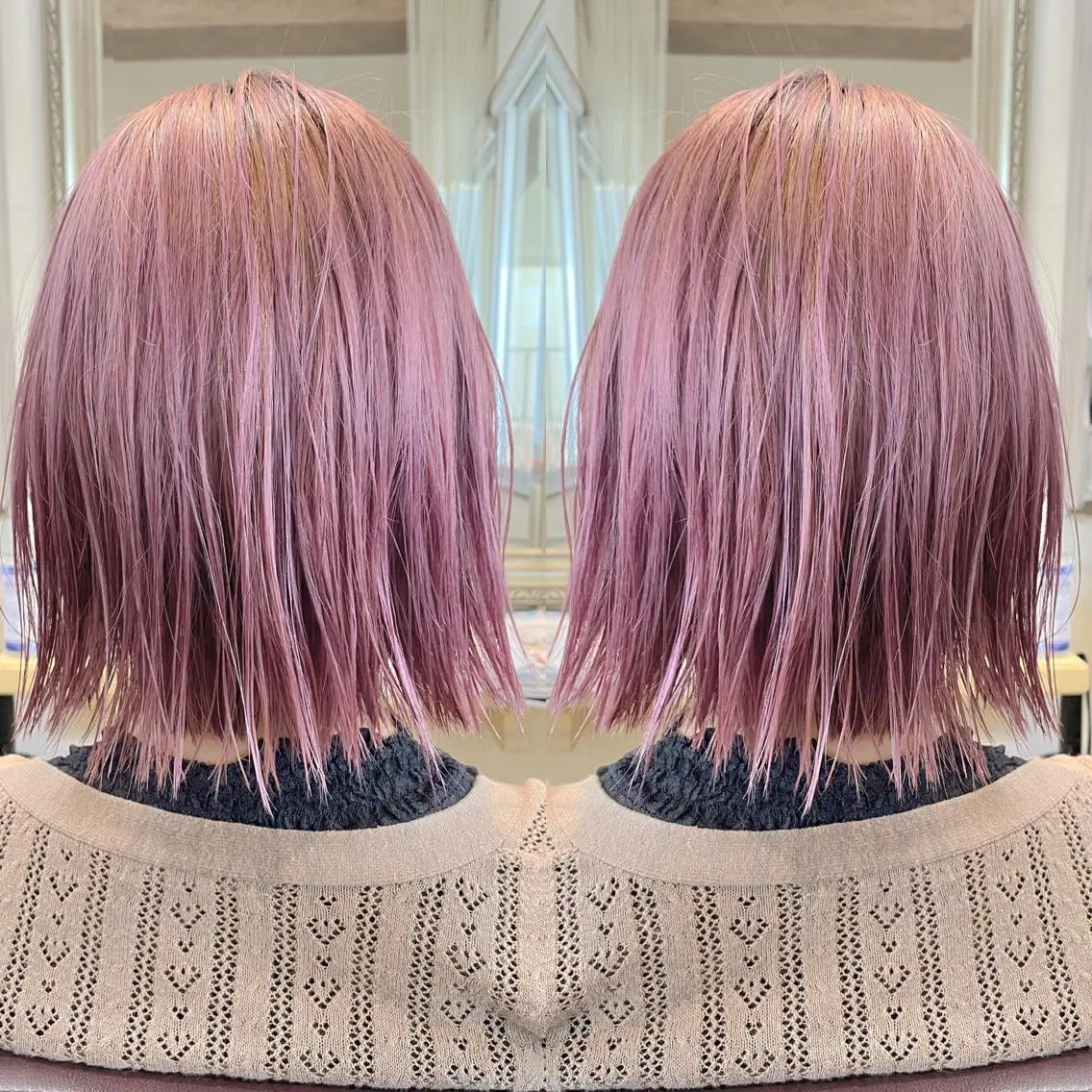 ミディアム カラー ピンクカラー カット ヘアカラー トリートメント grand juteのヘアスタイル