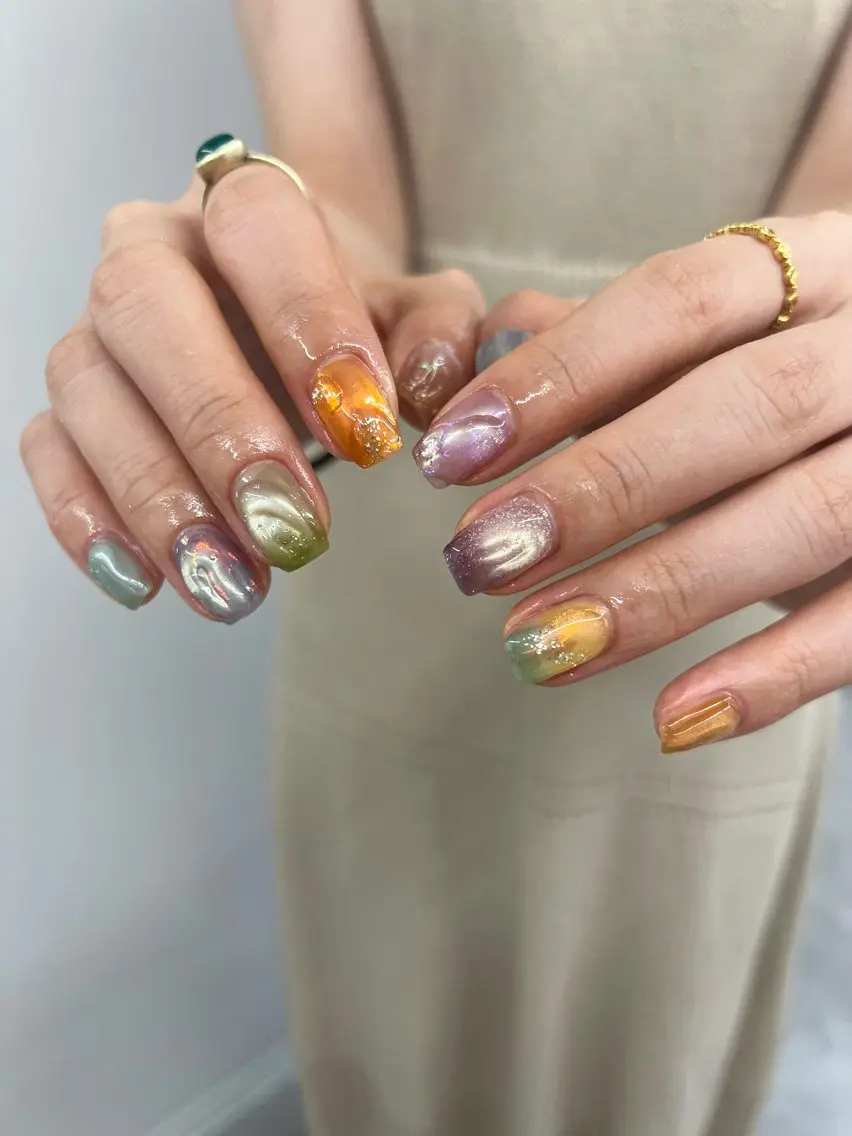 ネイル ジェルネイル キラキラネイル マグネットネイル ニュアンスネイル パラジェル ハンドネイル ハンドケア Bana_ Nailのネイルデザイン