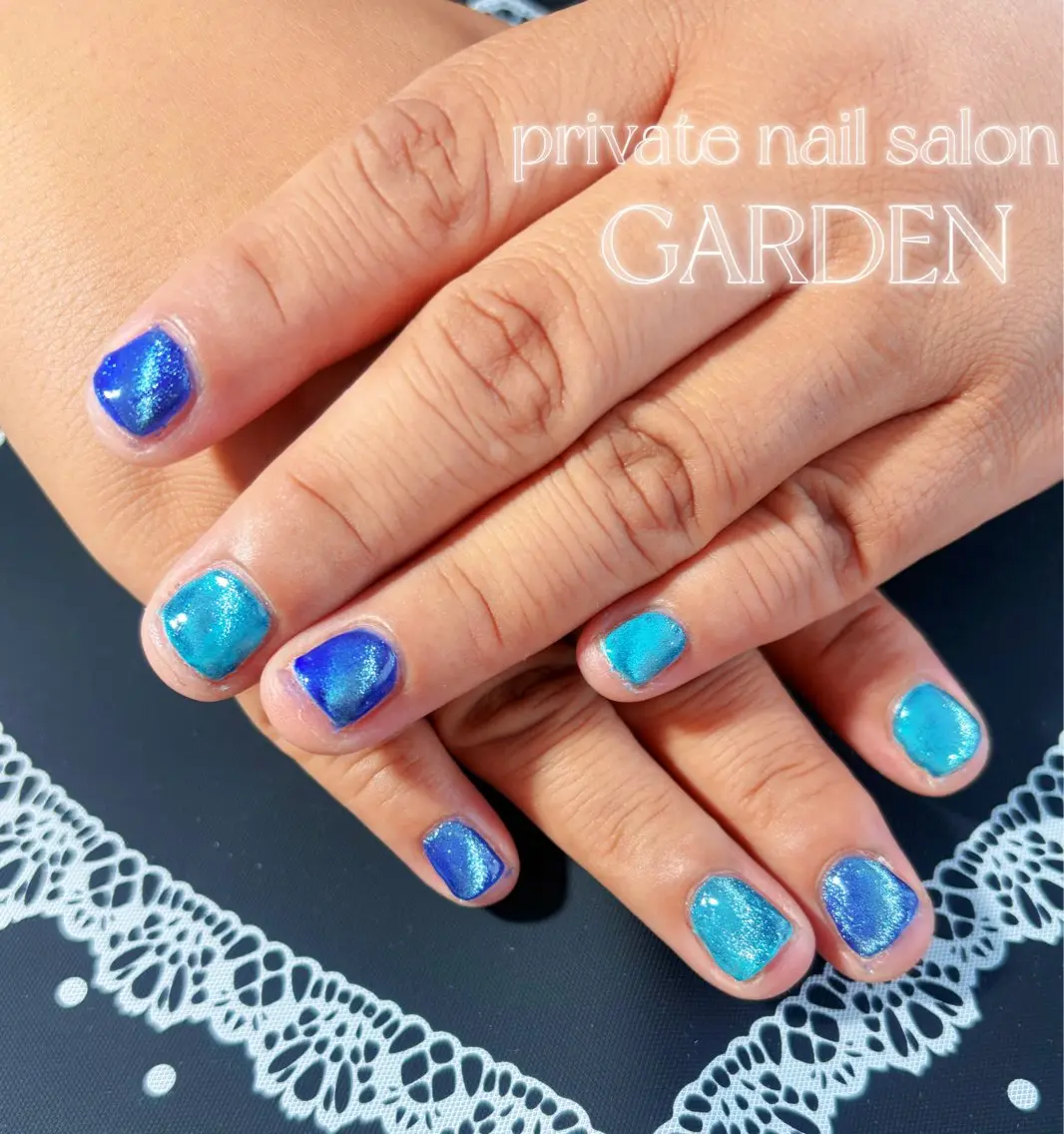 ネイル ブルー ジェルネイル マグネットネイル nail salon GARDENのネイルデザイン