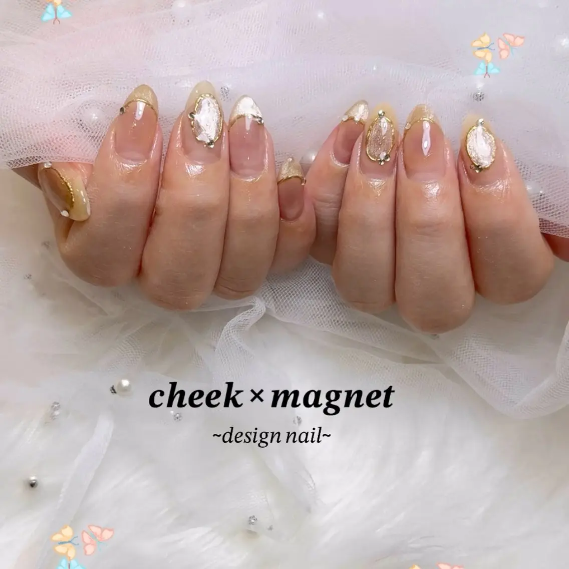 ネイル チークネイル フレンチネイル マグネットネイル マグネットフレンチ bonny nail みゆのネイルデザイン