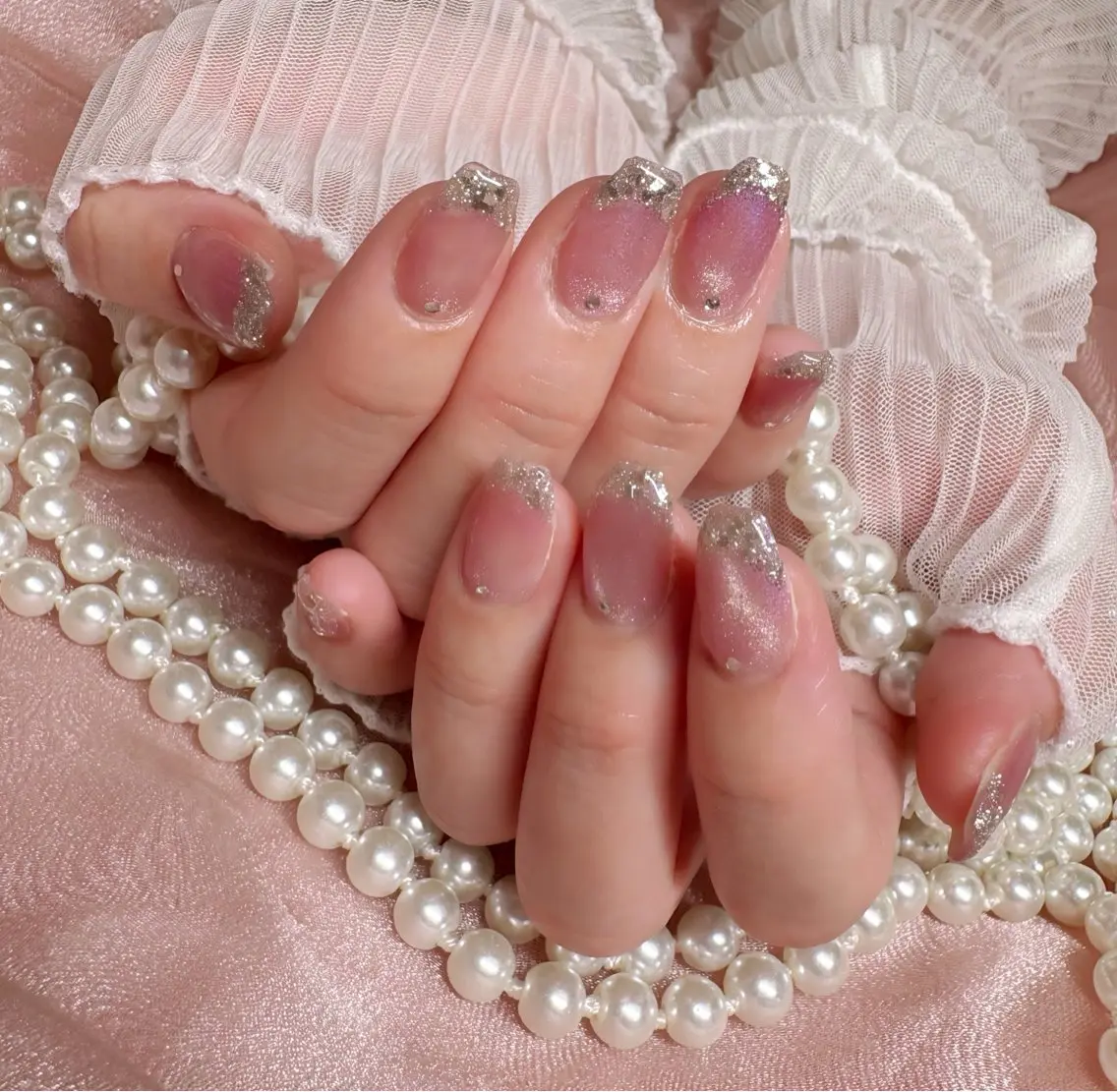 ネイル フレンチネイル ガラスフレンチ ハンドネイル Nail Salon macherieのネイルデザイン