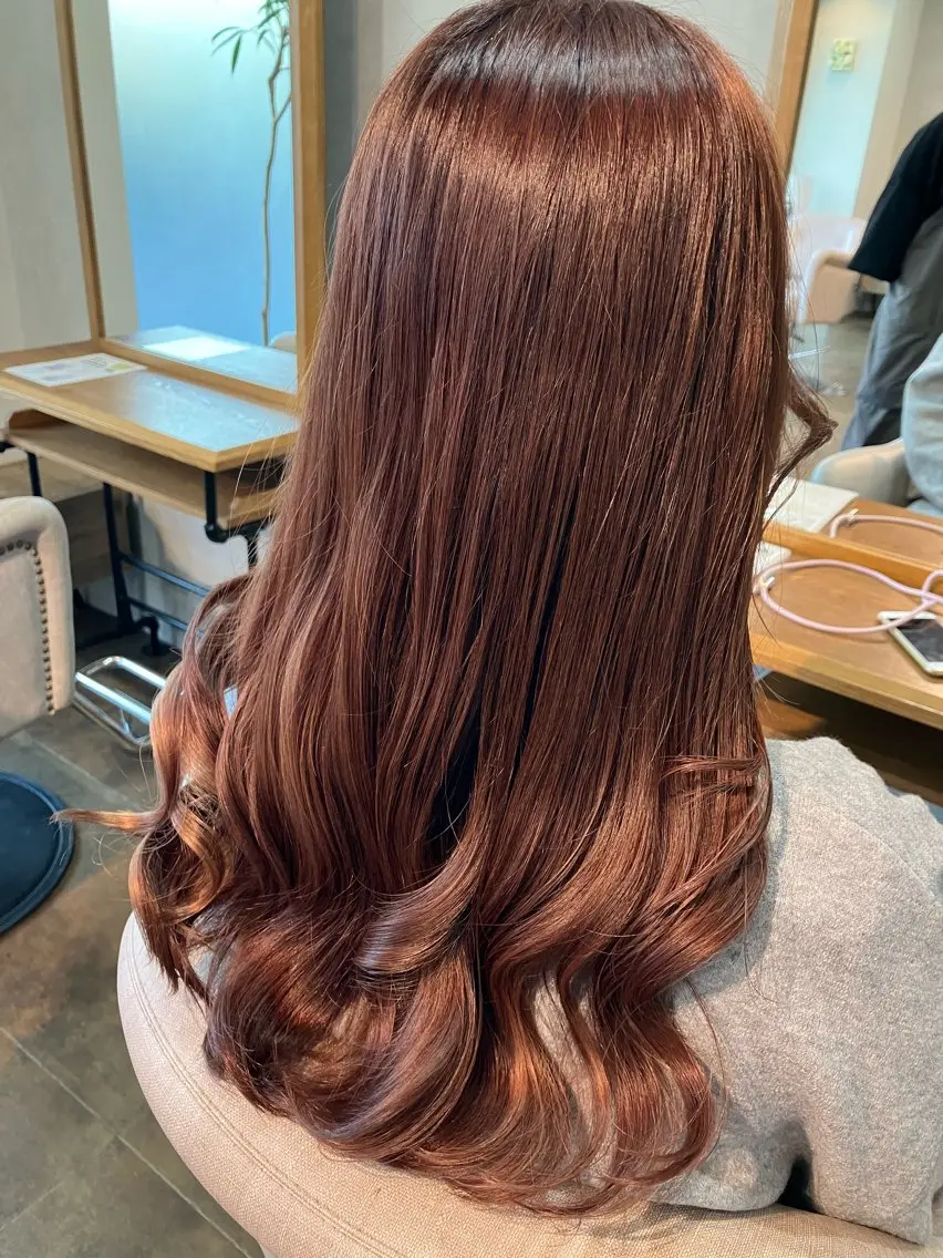 ロング カラー ブラウンカラー 透明感カラー ピンクカラー ピンクブラウン Hair&Make Nahoのマツエク・マツパデザイン