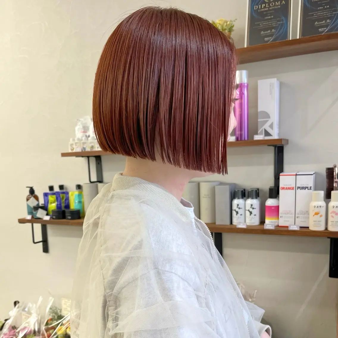 ショート カラー ブリーチ ブラウンカラー ブリーチなしカラー オレンジ オレンジブラウン カット ヘアカラー トリートメント 初めてのショート お任せください✂️のヘアスタイル
