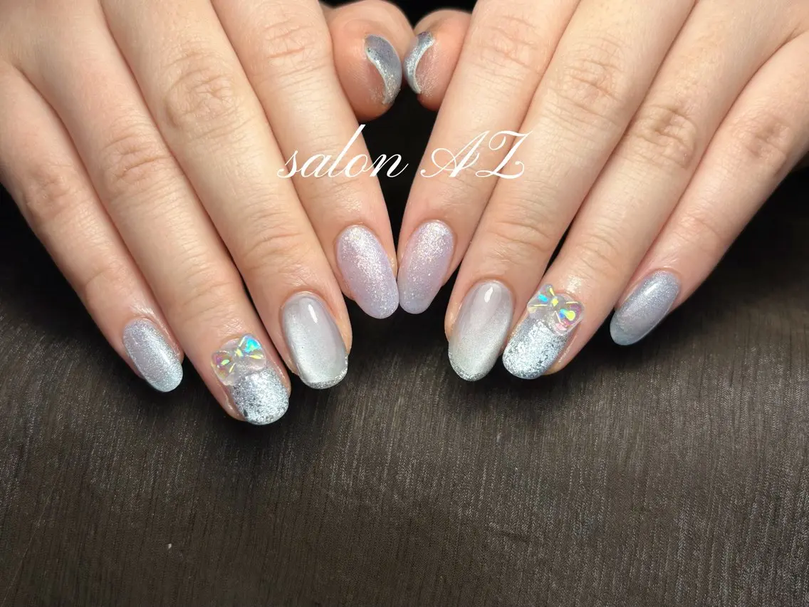 ネイル 長さ出し フットネイル フレンチネイル マグネットネイル ニュアンスネイル salon AZのネイルデザイン